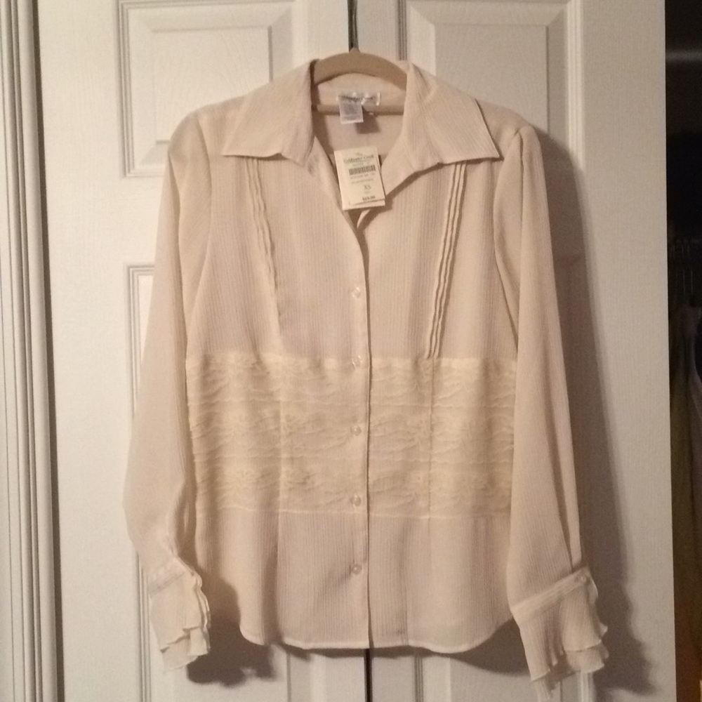 Coldwater Creek ivory blouse NWT